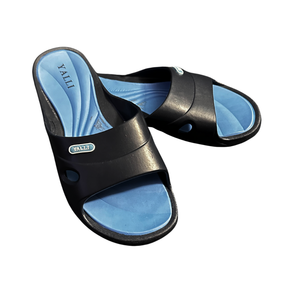 Klapki damskie basenowe granatowo-niebieskie