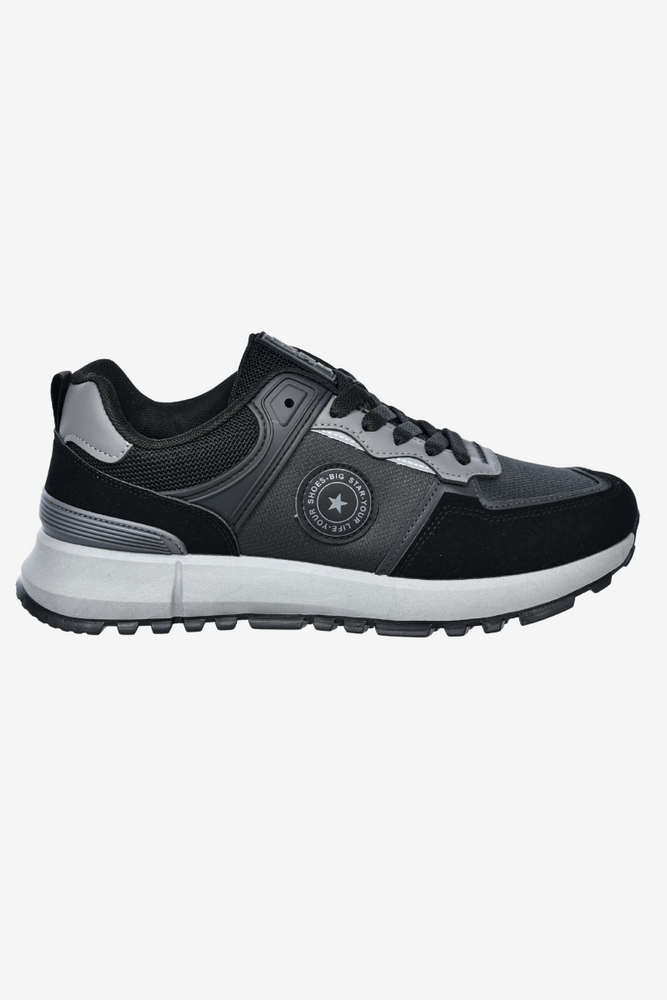 Czarne sneakersy męskie z ekoskóry i tkaniny Big Star