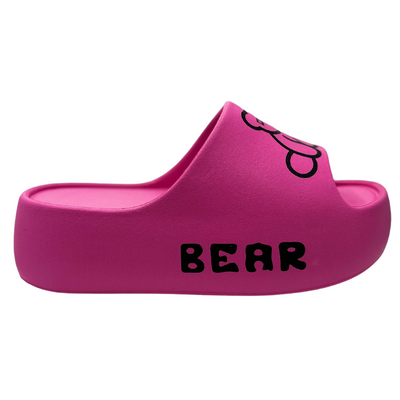 Klapki piankowe z niedźwiedziem w kolorze fuksji 