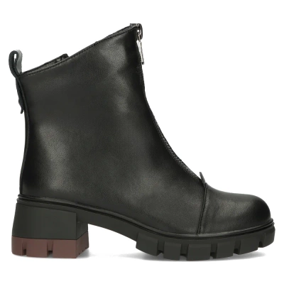 Skórzane botki czarne z zamkiem z przodu Filippo
