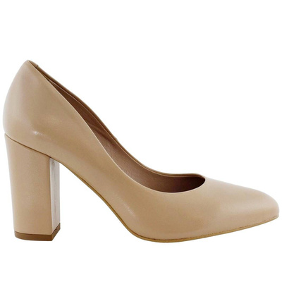 Жіночі шкіряні туфлі карамельного кольору на каблуці Kaniowski