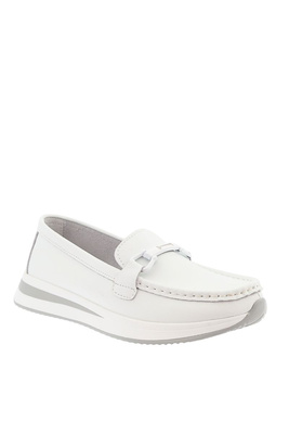 Skórzane półbuty białe wsuwane na platformie