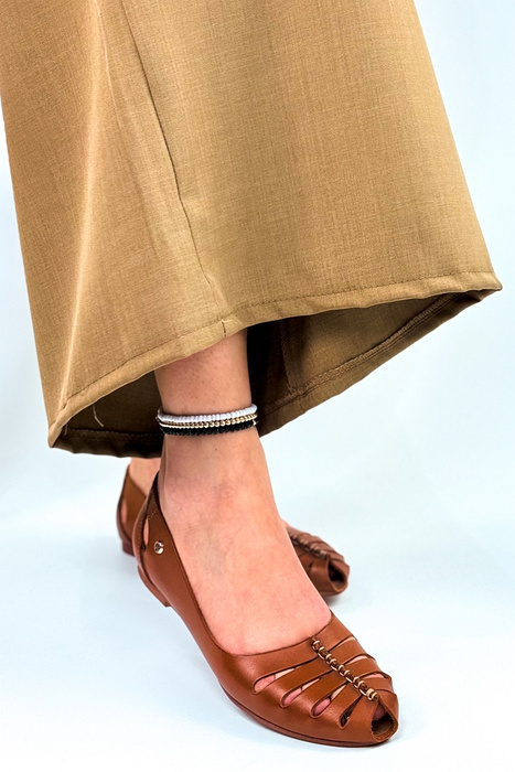 Brązowe baleriny damskie z wycięciami