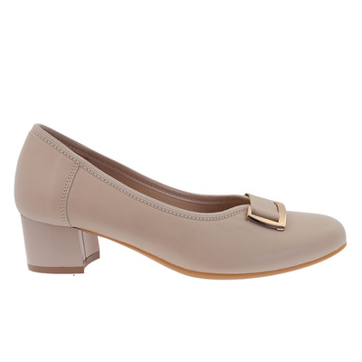 Бежеві шкіряні човники з золотим декором на колодці Galant 