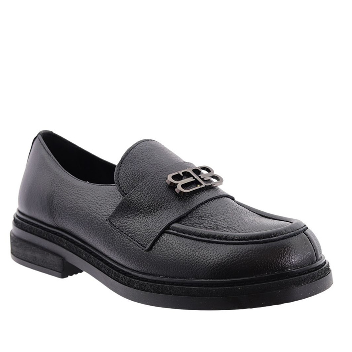 Модні шкіряні мокасини з декором, чорний Lemar