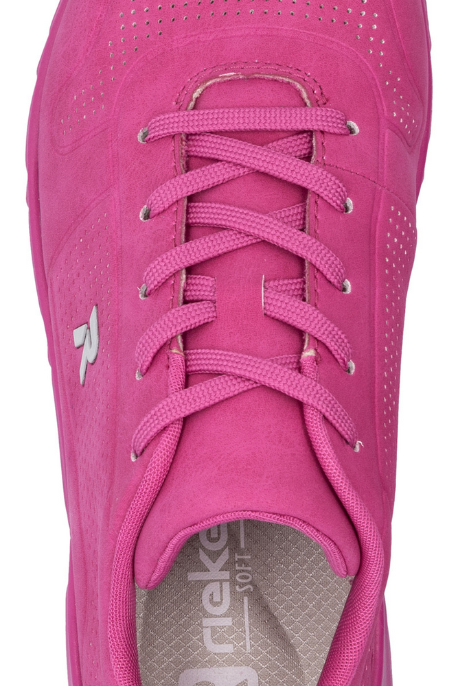 Кросівки кольору фуксії на шнурівці з екошкіри Rieker
