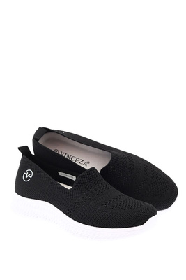 Tenisówki materiałowe płaskie czarne wsuwane