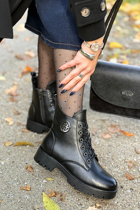 Черевики Potocki чорні на декоративному каблуці