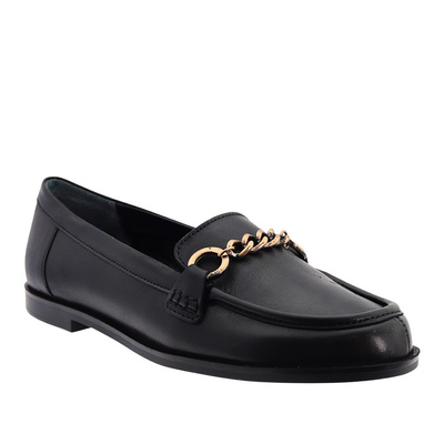 Шкіряні мокасини чорного кольору з зернистим ланцюжком Ryłko