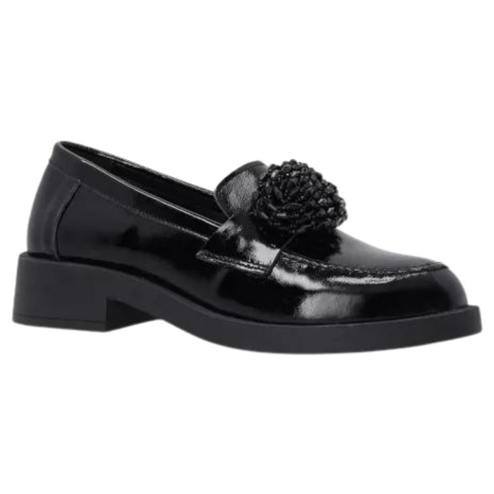 Чорні лаковані мокасини з декором