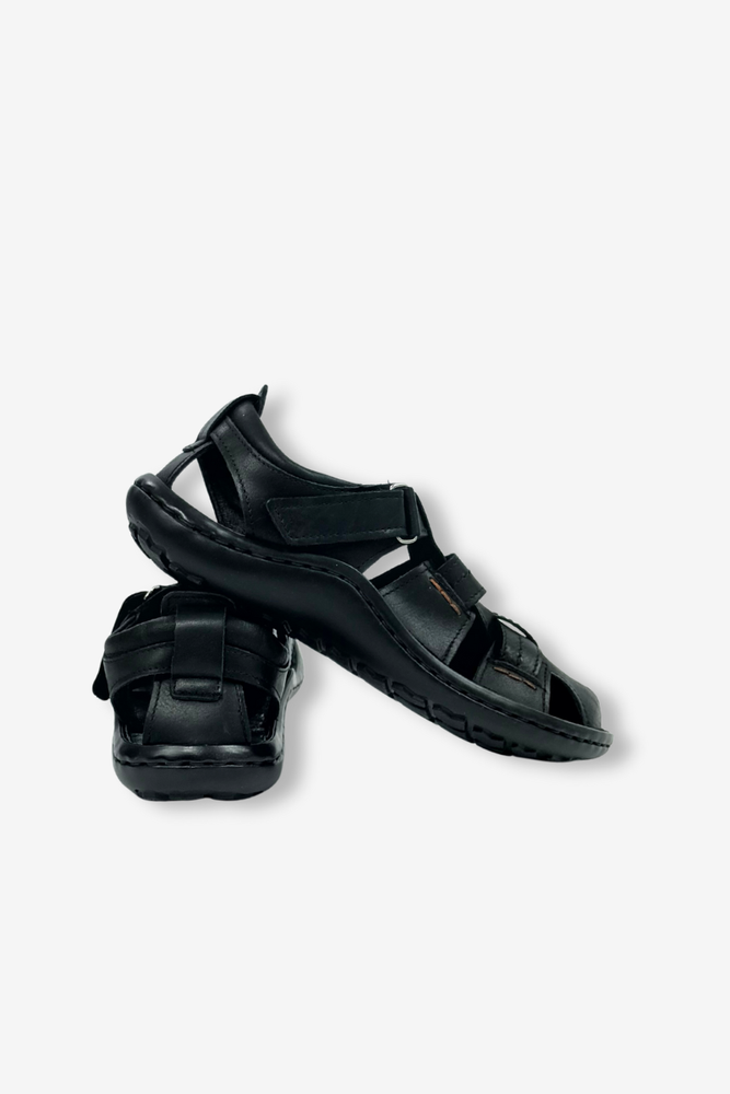 Wygodne sandały męskie z naturalnej skóry czarne