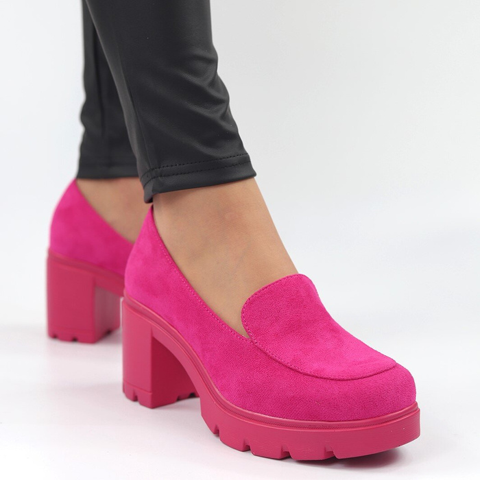 Жіночі туфлі Potocki замшеві кольору фуксії на підборах