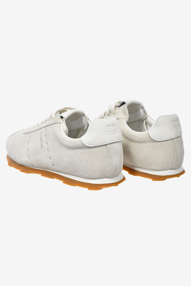 Jasno beżowe sneakersy ze skóry zamszowej sznurowane Big Star