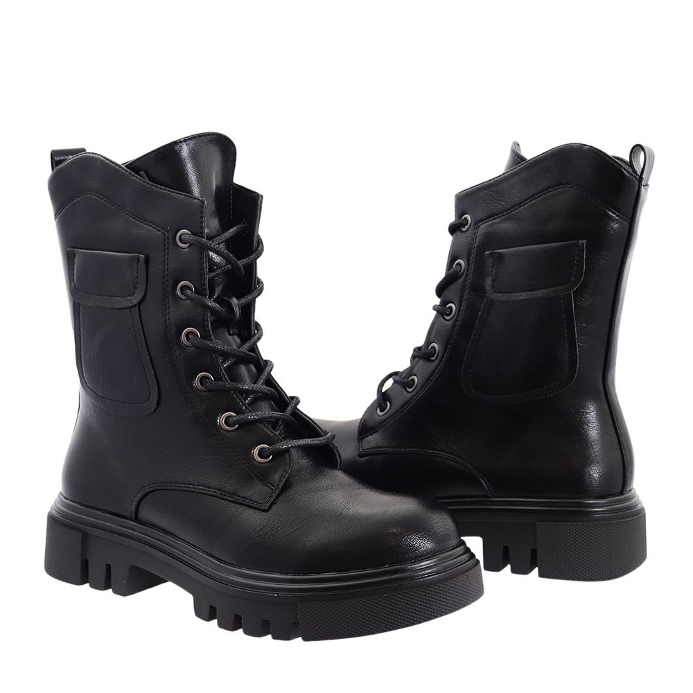 Чоботи жіночі чорні на шнурівці M. Daszyński