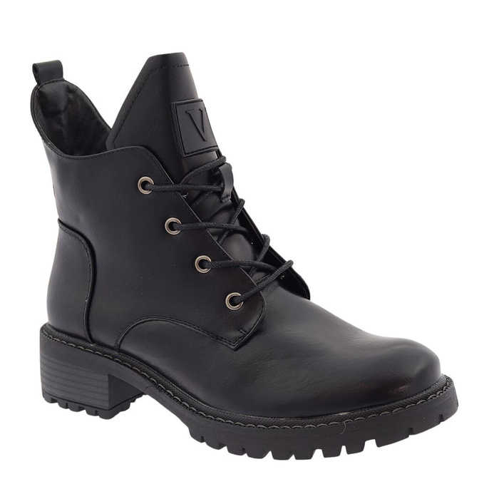 Жіночі чорні чоботи на підборах зі шнурівкою та блискавкою