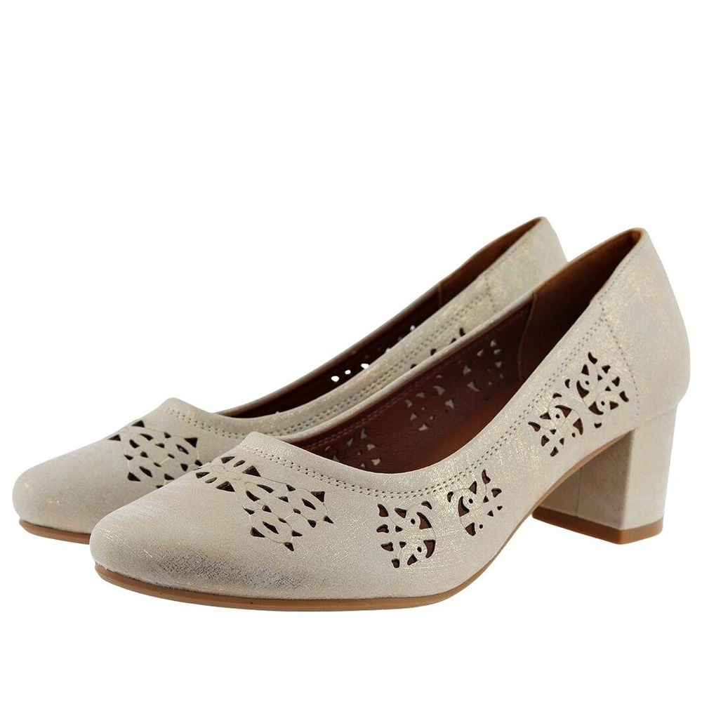 Czółenka na obcasie w kolorze złotym z ekoskóry M.Daszyński