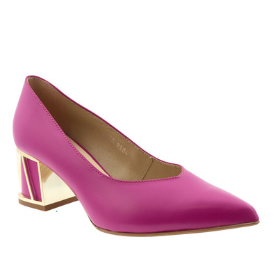 Шкіряні човники з декоративним блоком Kordel кольору фуксії