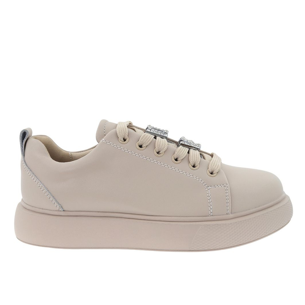 Бежеві шкіряні кросівки на платформі Vinceza