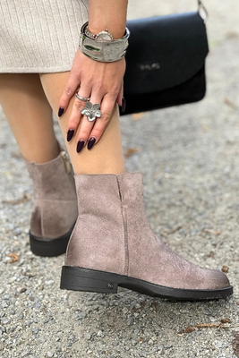 Khaki botki zamszowe na zamek