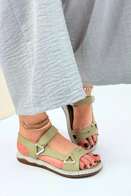 Zielone sandały skórzane sportowe na rzep Artiker