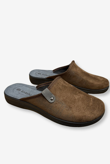 Kapcie męskie ciemno brązowe wsuwane