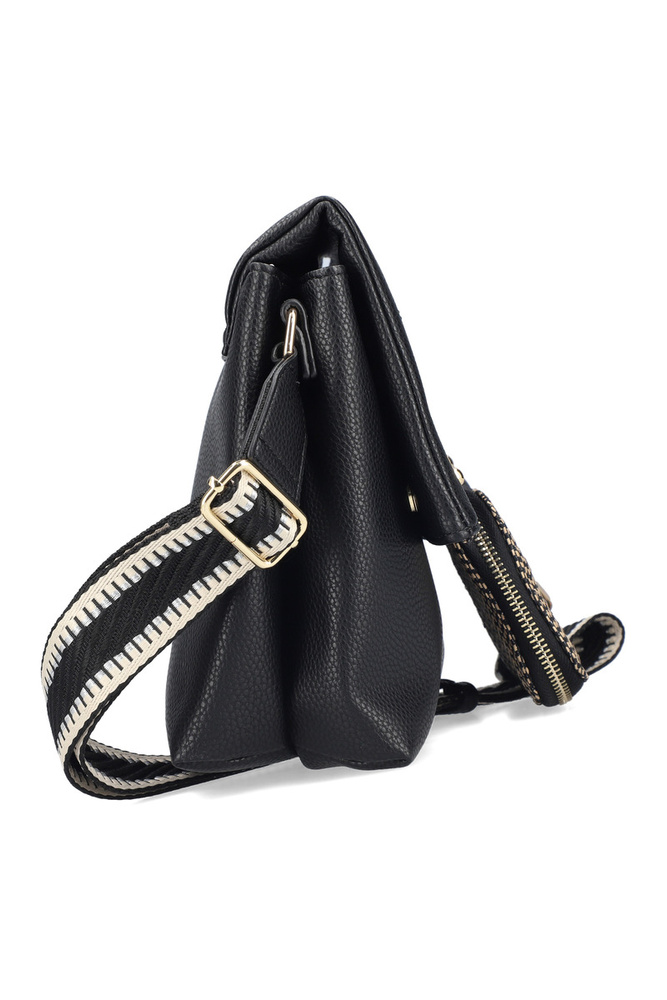 Чорна сумка-почтальон з екошкіри з сумкою Rieker