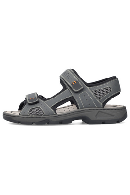 Beżowe sandały mocno zabudowane z ozdobnym kwiatkiem Rieker