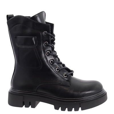Чоботи жіночі чорні на шнурівці M. Daszyński