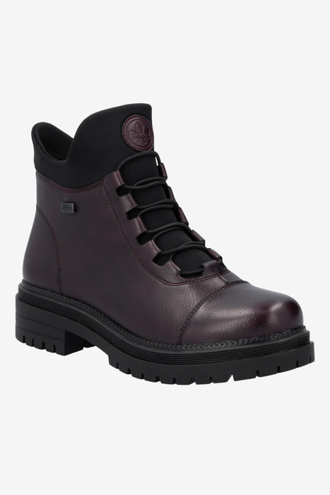Жіночі бордові лаковані утеплені чоботи Rieker