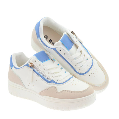 Biało niebieskie buty sportowe damskie z zamkiem