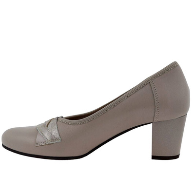 Бежеві шкіряні жіночі туфлі Galant на високих підборах