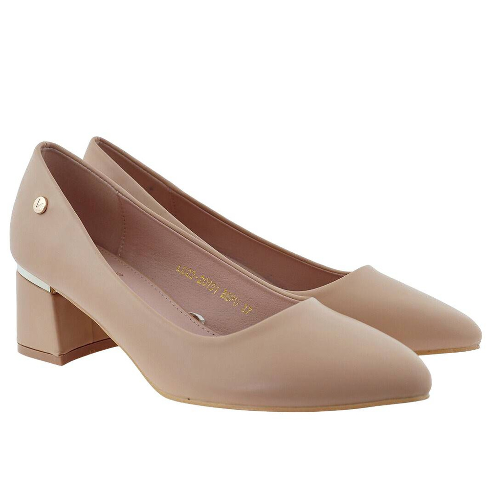 Beżowe czółenka z ekoskóry na obcasie Vinceza