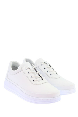 Białe półbuty sportowe damskie skórzane na platformie