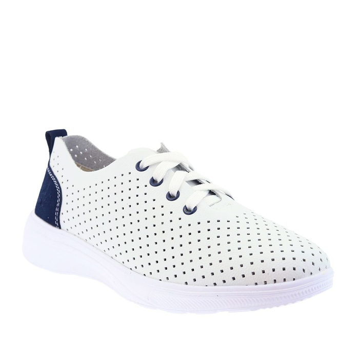Półbuty damskie skórzane białe ażurowe Artiker