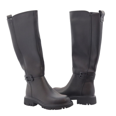 Чорні жіночі шкіряні чоботи на блискавці