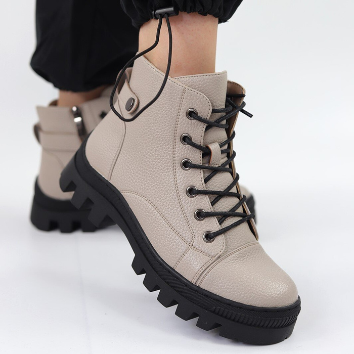 Черевики кольору хакі зі шнурівкою на платформі