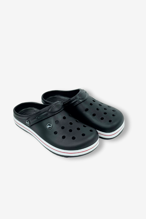 Crocsy męskie czarne z tworzywa z płaską podeszwą