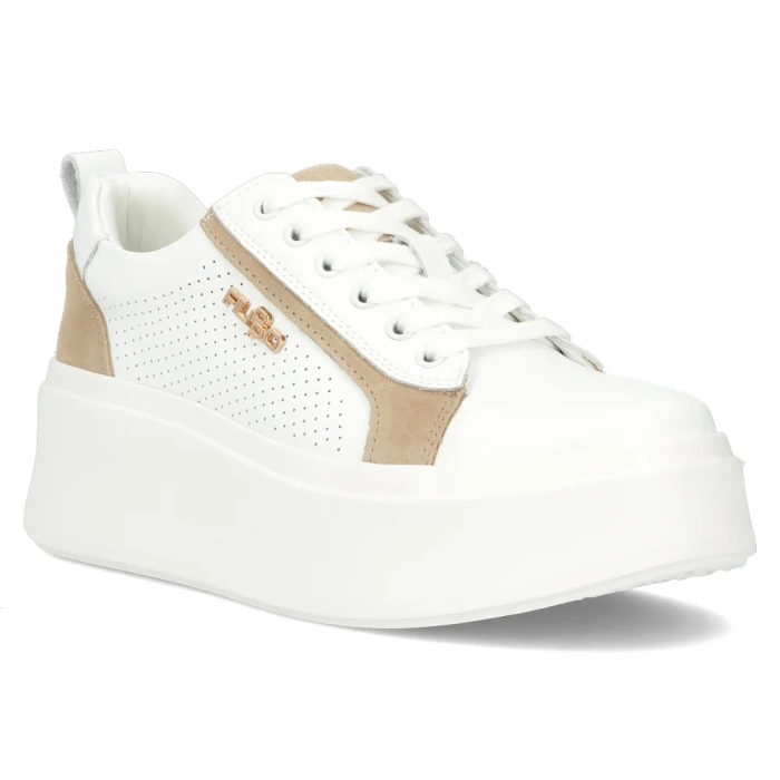 Білі шкіряні кросівки на товстій платформі Filippo