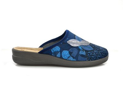 Kapcie INBLU CF000033 granatowe z kwiatkiem