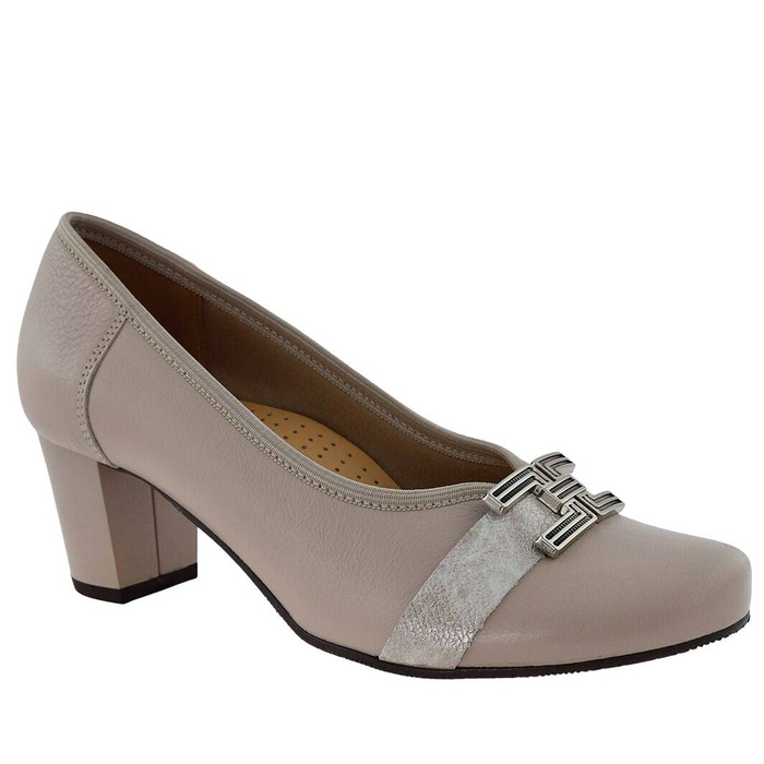 Модні шкіряні човники на високих підборах бежевого кольору Galant