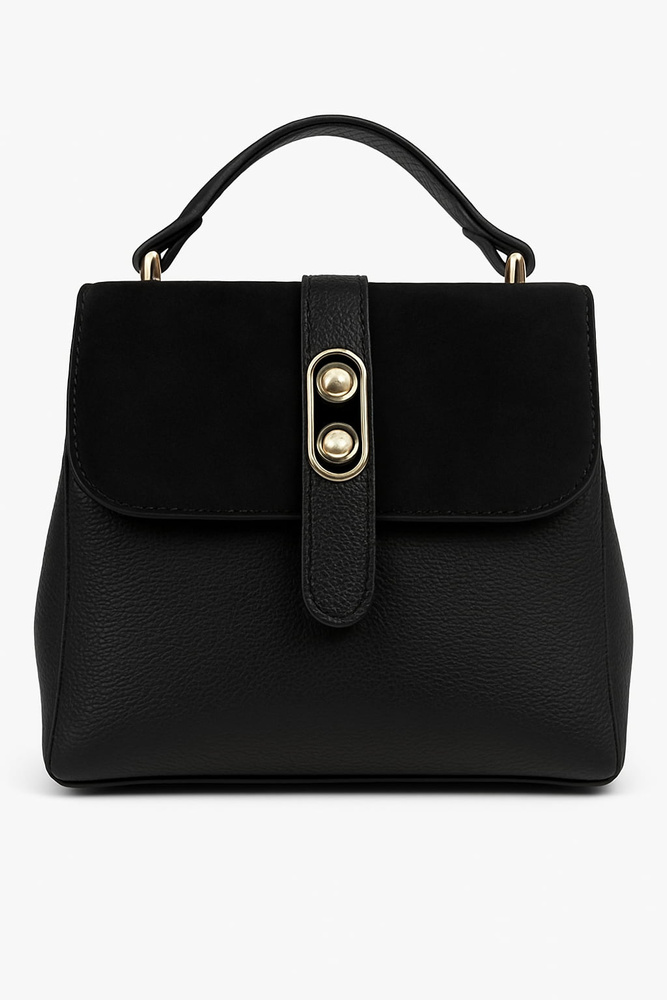 Torebka damska klasyczna z klapą do ręki czarna