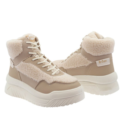 Бежеві жіночі зимові чоботи на платформі, утеплені