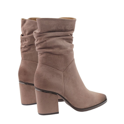 Замшеві ботильйони кольору хакі на блискавці