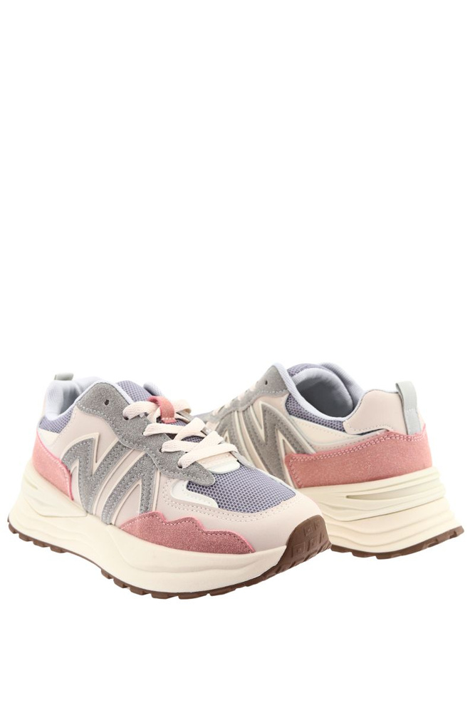 Sneakersy biało różowe na platformie