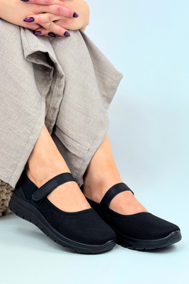 Półbuty materiałowe czarne na rzep