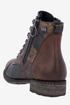 Botki damskie ocieplane na niskim obcasie brązowe