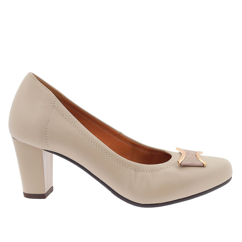 Стильні жіночі шкіряні човники з бежевим декором