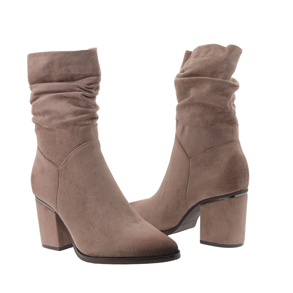 Замшеві ботильйони кольору хакі на блискавці