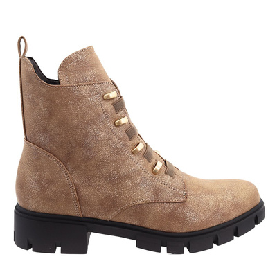 Brązowe trapery damskie zamszowe wsuwane za kostkę