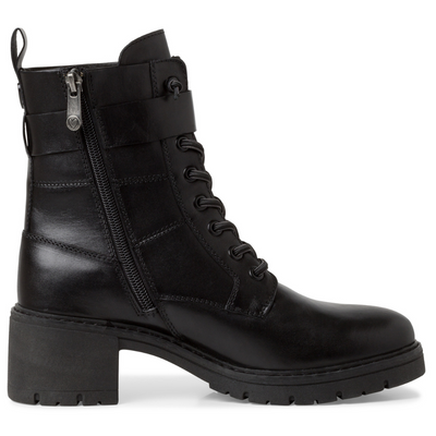 Модні чорні шкіряні ботильйони на шнурках і пряжці Marco Tozzi